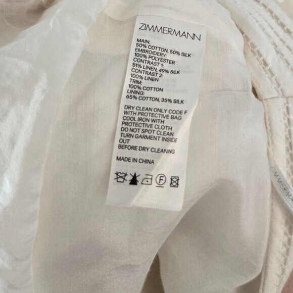 Zimmermann Corsage Pompom Embellished Guipure Lace Swiss Dot Tulle Mini XS b93E - Picture 7 of 7